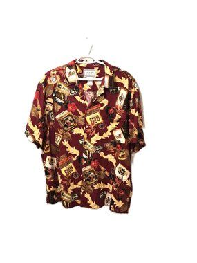 VTG Y2K Kalaheo Hawaiian Cigar Print Shirt Made in Hawaii USA Resortwear Vacatio